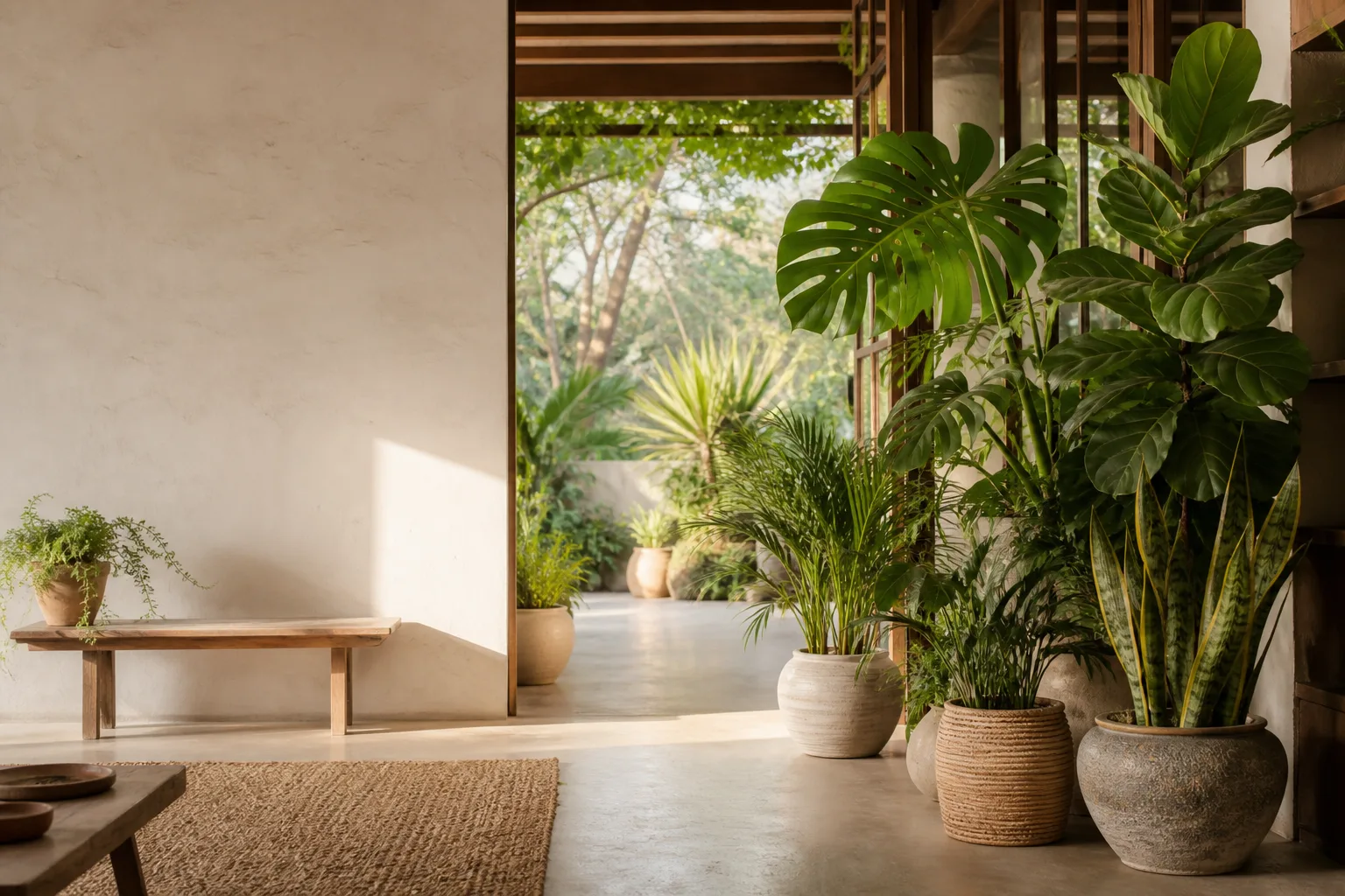 A contemporary Kenyan home filled with healthy tropical plants